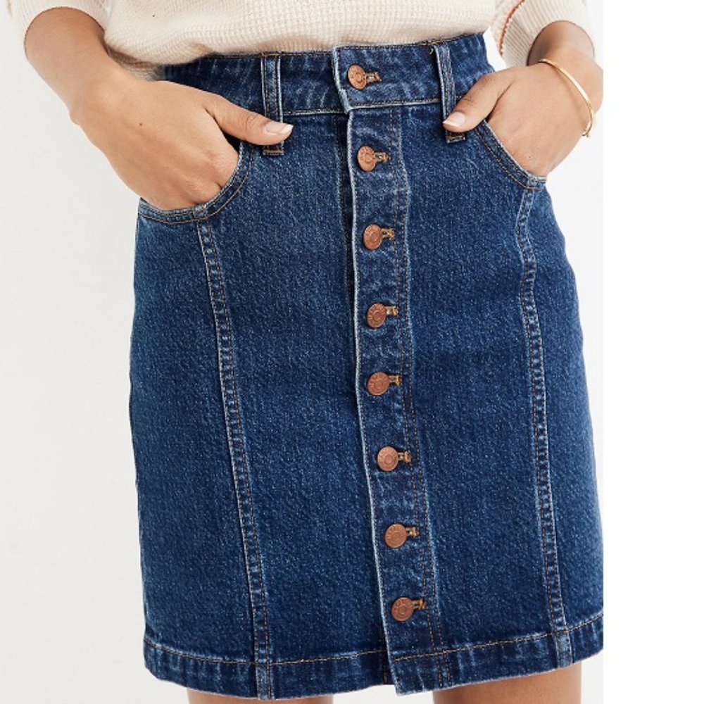 Madewell Stretch Denim Mini Skirt Blue Pfeiffer Wash NWT XS $88